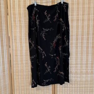 Intriguing Threads Womens 22W Skirt Vintage Floral Black A Line Cottagecore Boho